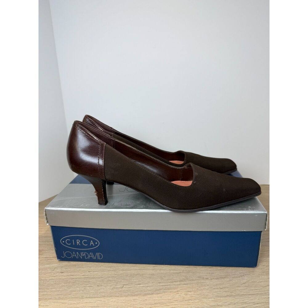 Joan & David Women's Nadia Size 8M Brown Kitten Heel Pumps Square Toe